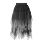 Women's Irregular Tulle Long Skirts Elastic High Waist Layered Mesh Tutu A-line Skirts Bohemian Korean Fashion Y2K Skirts