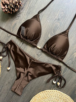 Sexy Drawstring Side High Waist Bikini Set 2026 Women Black Red Halter Pleate Push Up Bra Swimsuit Beach Bathing Suit Swimwear