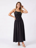 2026 Summer Women Slip Dress Sleeveless Smocked Ruffle Pleated Long Dress for Party Cocktail Out Going Streetwear