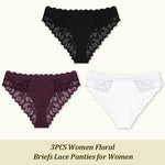 3Pcs/set Lace Sexy Panties Women XS-XL Low-Rise Briefs Sexy Ladies Underwear Trendy Floral Underpants Female Panty Lingerie New
