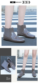 Women Rainning Boots Fashion Ladies Walking Waterproof Ankle Rubber Rainboots Casual Thick Bottom Low Heel Short Boot 2024