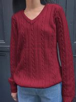 Phantasy Retro Solid Color Sweater Winter Women's V-Neck Casual Simple Loose Knit Sweater Trendy Spring Autumn Winter Sweater