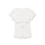 Women's Fashion Casual Short-Sleeve Round-Neck Tight-Fitting Top White Short Sleeve T Shirt Crew Neck Back Slit Casual Top P5RN