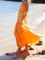 Women Summer Halter Neck Dress Sleeveless Backless Ruffle Hem Flowy Solid Color Dress for Party Beach Club Streetwear Casual