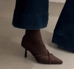 Vintage Women Ankle Boots Fashion Pointed Toe Thin High Heels Shoes Party Prom Elastic Slim Botas Para Mujer 2025 New