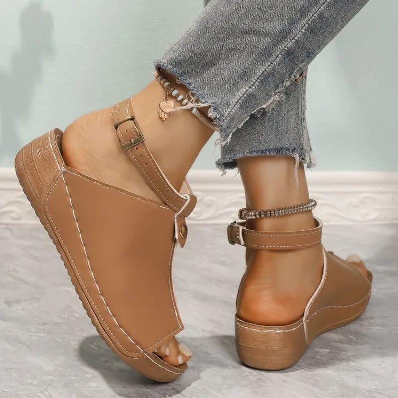 Women's Sandals 2026 New Summer Shoes For Women Wedge Heels Sandals Soft Heeled Slippers Low Platform Summer Sandalias De Mujer