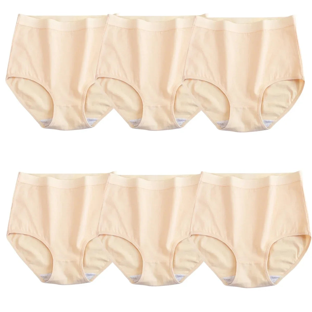 6Pcs/Set Women Cotton Panties High Rise Briefs Female Breathable Underpants Sexy Lingerie Tummy Control Underwear M-XXXL