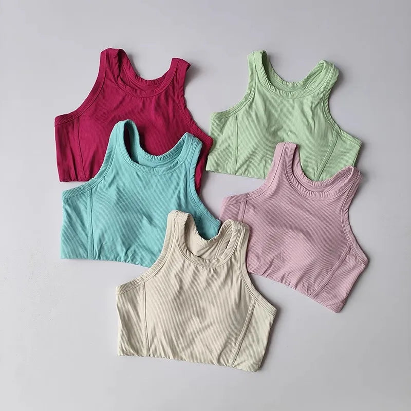 Women's Quick Drying Breathable Yoga Sports Vest I-Shaped Back Sports Bra Fitness Bra Chest Cushion Support