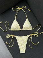 DEKA Pink Lace Micro Bikini 2026 Women Brazilian Push Up Bra Tie Side Thong Swimsuit Beach Holiday Bathing Suit 2 Piece Swimwear