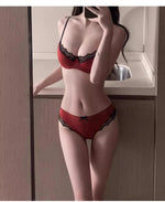 French Thin Cup Lingerie Set Sexy Lace Push Up Bra Fashion Women Silk Fabric Underwear High Quality Intimates Bras and Panties