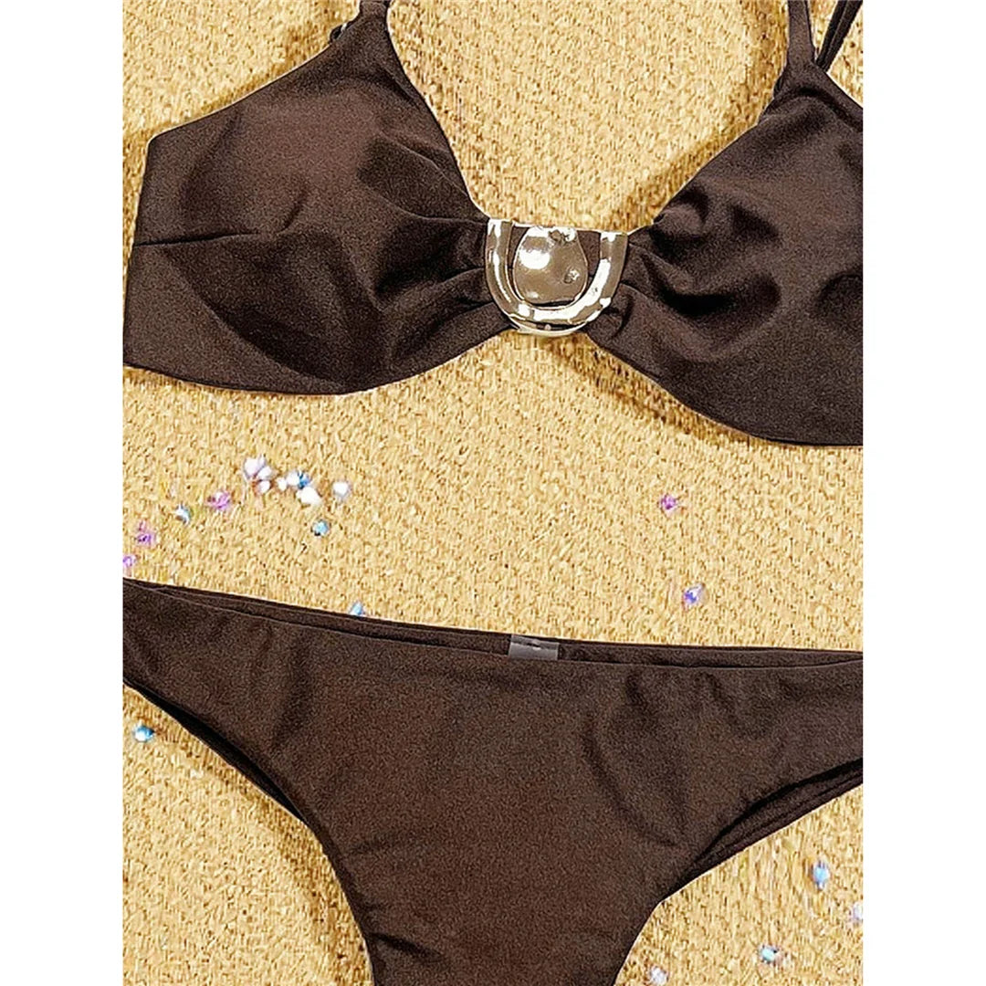 Sexy Wrinkled Brazilian Bikini Female Swimsuit Women Swimwear High Cut Leg Bather Bathing Suit Swim Two-pieces Bikini set K8056