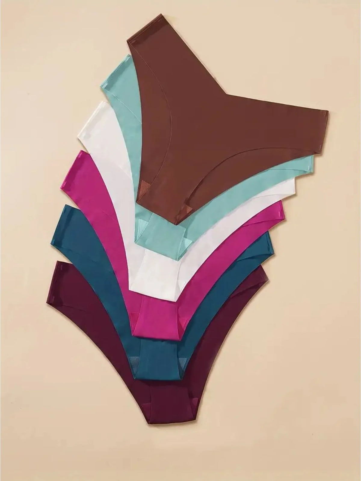 6 Pcs/Set Women's V-Waist Low-Rise Cotton Bikini Briefs - Seamless, Skin-Friendly, 100% Cotton Crotch, 8 Solid Colors, S-XL
