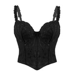Sexy Lace Underwire Diamond Fishbone Crop Top Hot Girl Slim Fit Tank Top Women Top Deep V Suspenders Sleeveless Fashion J5O9