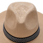 Men's Straw Woven Top Hat Wide Brim Sun Cap Summer Casual Outdoor Holiday