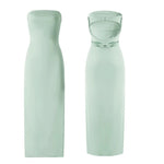 Women Evening Party Long Dress Backless Cut Out Strapless Straight Dress Summer Sexy Elegant Dresses