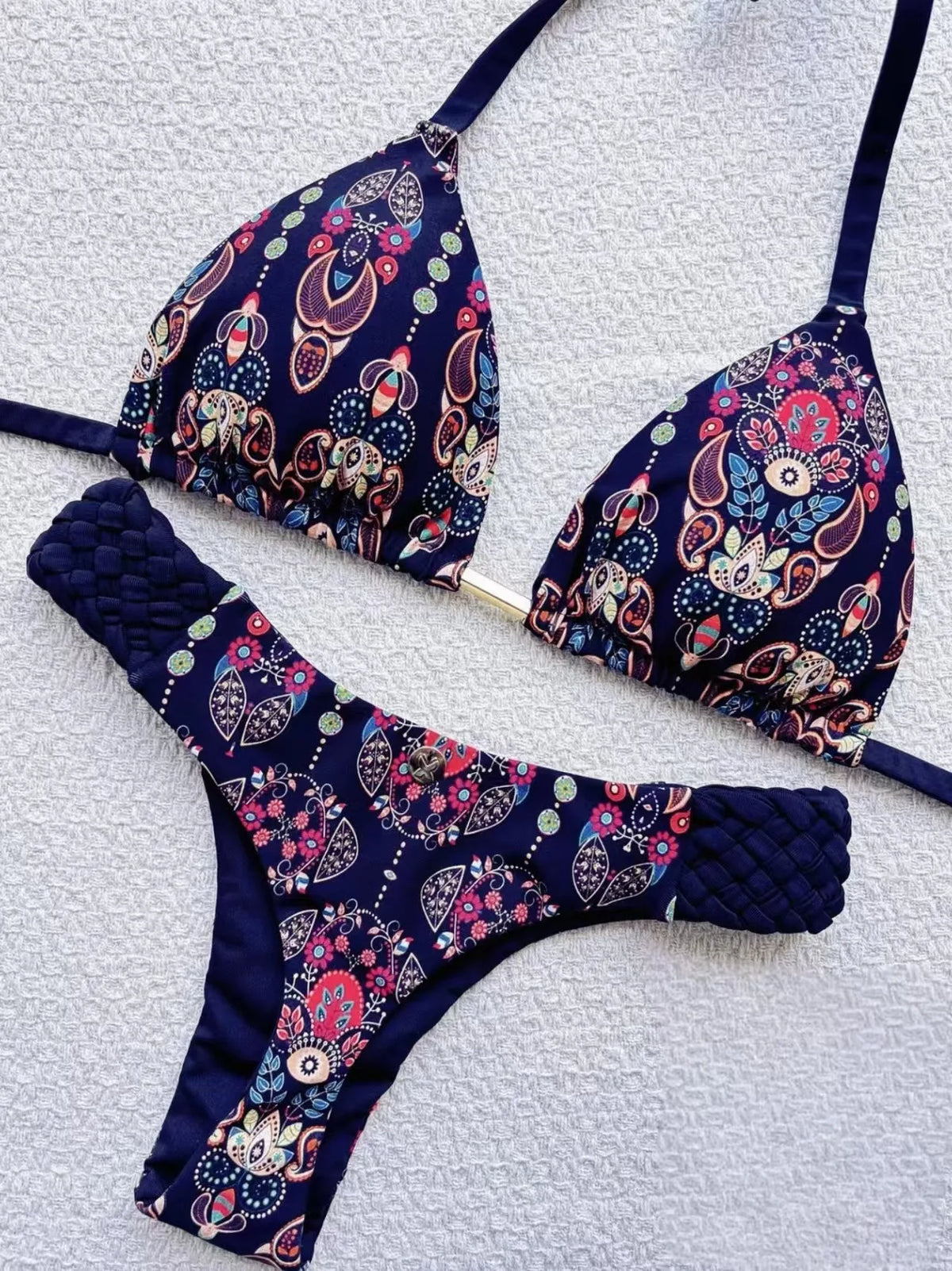 Fashion Print Halter Mini Thong High Cut Bikini Female Swimsuit Women Swimwear Two-pieces Bikini Set Bather Bathing Suit Swim