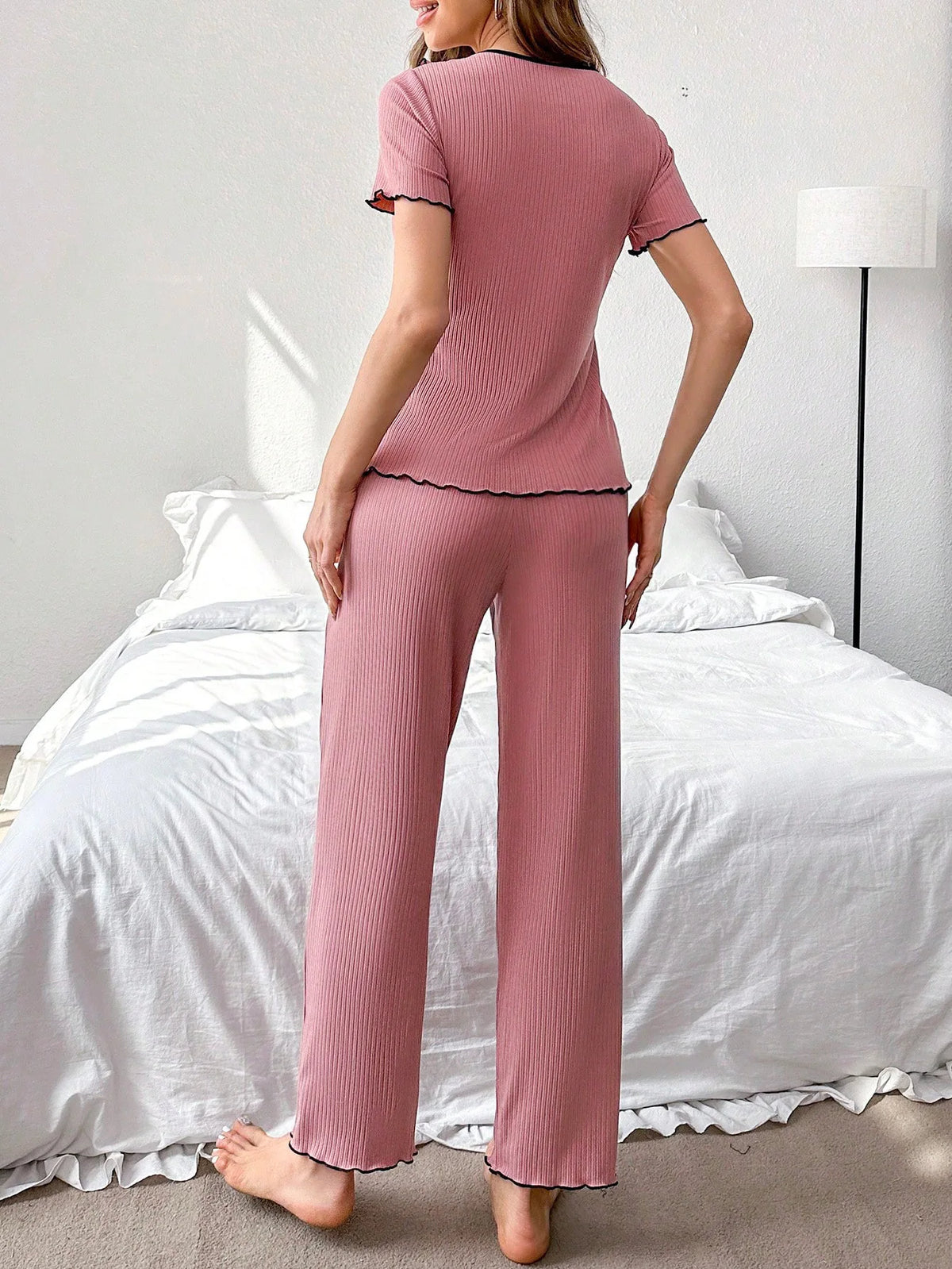 2026 New Women's Sleepwear Home Clothes Summer Loose Short Sleeved Pants Soft and Comfortable Casual Wide Leg Pants Hot Selling