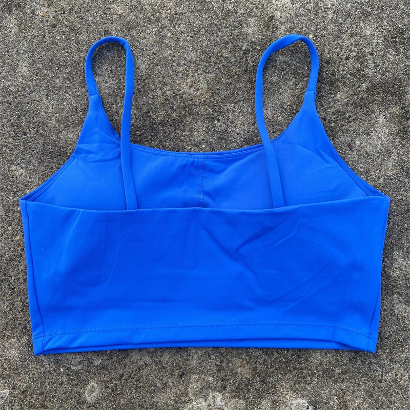 Sexy Solid Color Women's Tight Athletic Spaghetti Strap Gym Underwear Comprehensive Training Training Sports Bra Soft Yoga Top