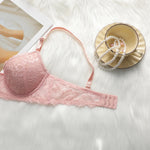 Beautiful Design Sexy Underwear Women's Pink Lace Underwear Back Button Bra Top Flower Comfortable Close fitting Underwear B6048