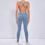 Seamless High-Waisted Peach Hip Yoga Jumpsuit for Women - Fast Drying Sweat-Wicking Tight Running Sports Jogging Gym Activewear