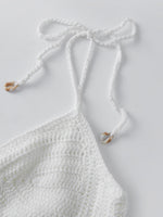 Women Sleeveless Tie Shoulder Strap Asymmetric Hem Camisole Solid Color Crochet Cami Tops Summer Crop Tops