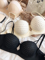 Sexy Half Cup Push Up Bra Women Lace Embroidery Underwear French Dot Hollow Thicken Bras Ladies Detachable Strap Lingerie