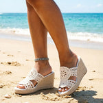 Summer Bobo Beach Mules Slipper Leisure White Espadrille Wedge Slide Sandals Slip On Platform High Heel Women Shoes EUR Size 45