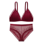 Women Lace Bra Set Push Up Bralette Low Waist Panties Female Embroidery Flora Lace Underwear Sexy Lingerie Set Female Intimates