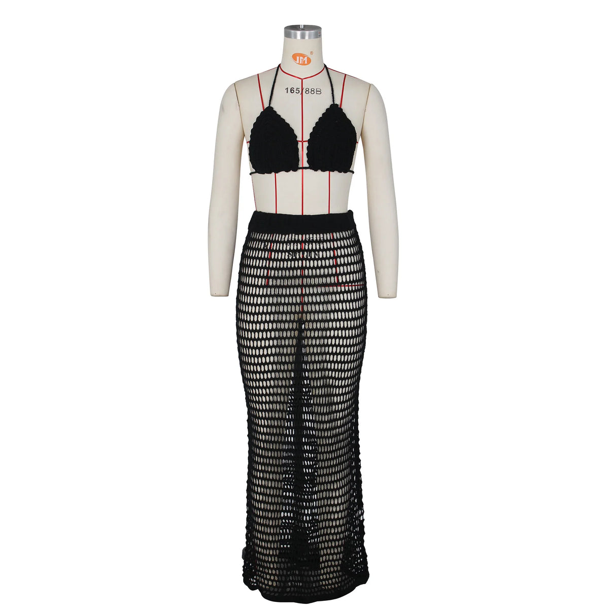 DEKA Beach Cover Up High Split Crochet Knitted Tunic Beach Dress Beach Wear Beachwear Women Long Knit Hollow Tassels Skirt Suit
