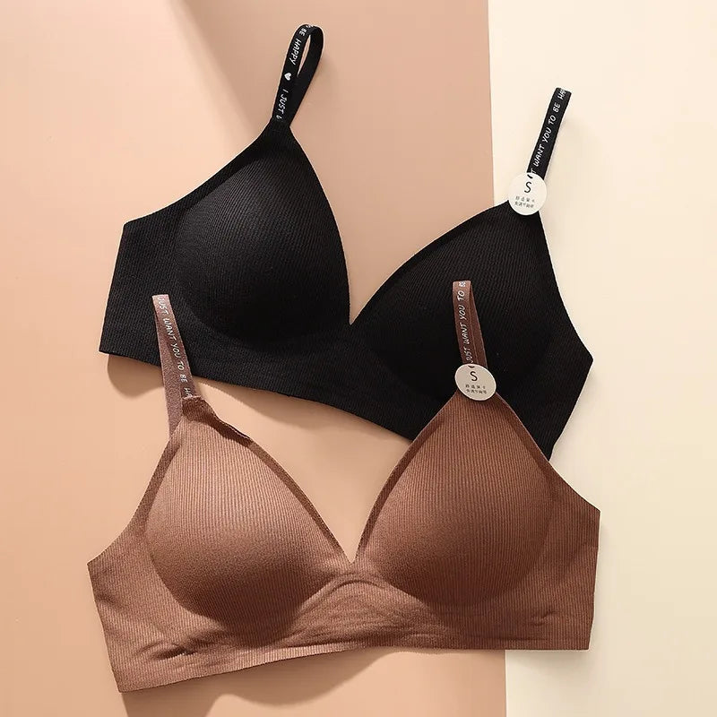Push Up Bras For Women Non-wire Brassiere Soft Comfy Letter Straps Top Sexy Lingerie U-shaped Back Seamless Underwear Intimates