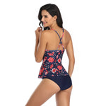 Summer Swimwear for Women Tankini Swimsuit Vintage Sunflower Print Bathing Suit 2XL Striped Beachwear Female Women's Swimwear