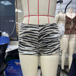 Women's Summer Hot Shorts Zebra Print Low Waist Sequin Short Pants Streetwear for Party