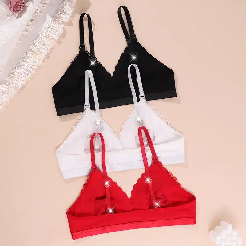 3 Piece Set Of Women'S Breastfeeding Underwear Comfortable Without Steel Rings And Anti Sagging Gathering Breastfeeding Bra