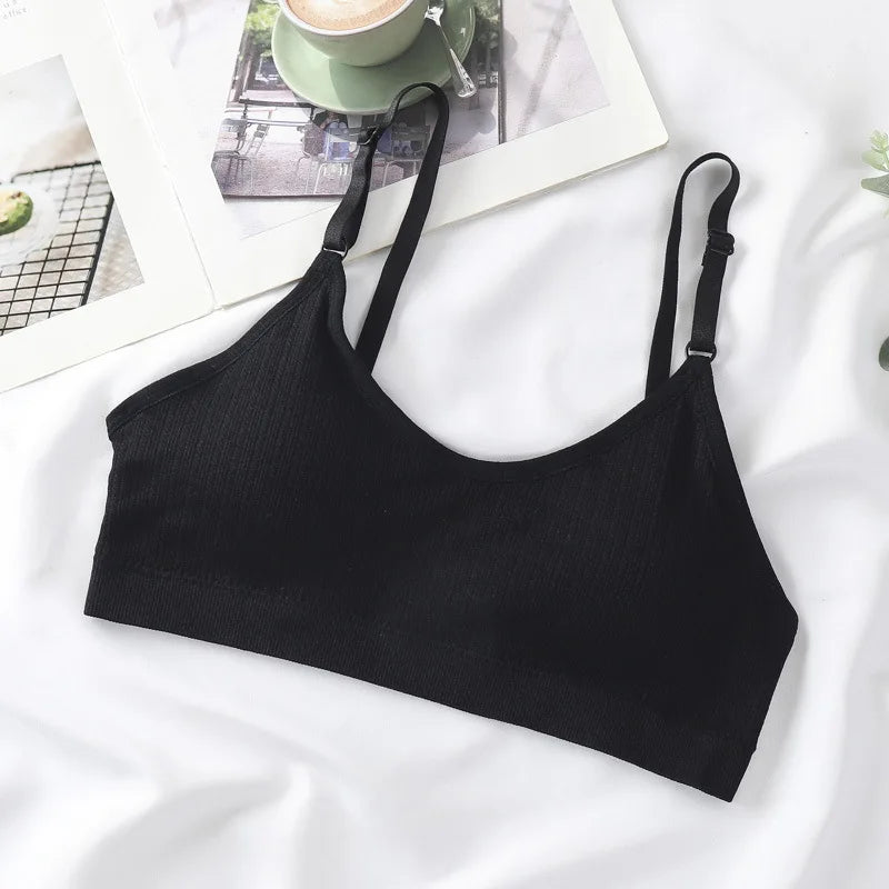 Women Seamless Tube Top Push-Up Bra Removable Pads Ribbed Bralette Adjust Straps Soft Stretchy Non-wire Underwear Sexy Lingerie