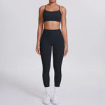 Women's Seamless Yoga Set Cross Back Sports Bra & High Waist Booty Lifting Yoga Leggings Gym Running Fitness Workout Outfit