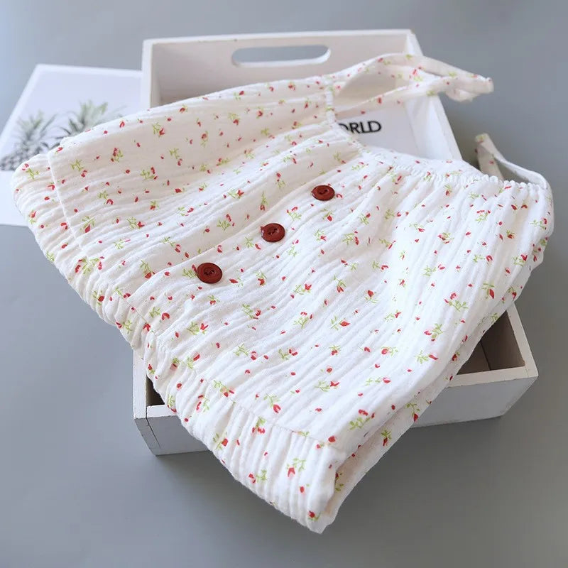 New Fashion Floral Print Long Nightgown Women's Lingerie Pure Cotton Comfortable Summer Nightwear Casual Home Wear Hot