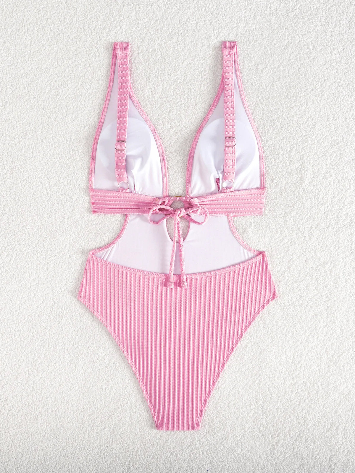 DEKA Sexy Ribbed One Piece Swimsuit Hollow Out Swimwear Women Female Deep V-neck Bathing Suit Beach Wear Push Up Monokini Swim