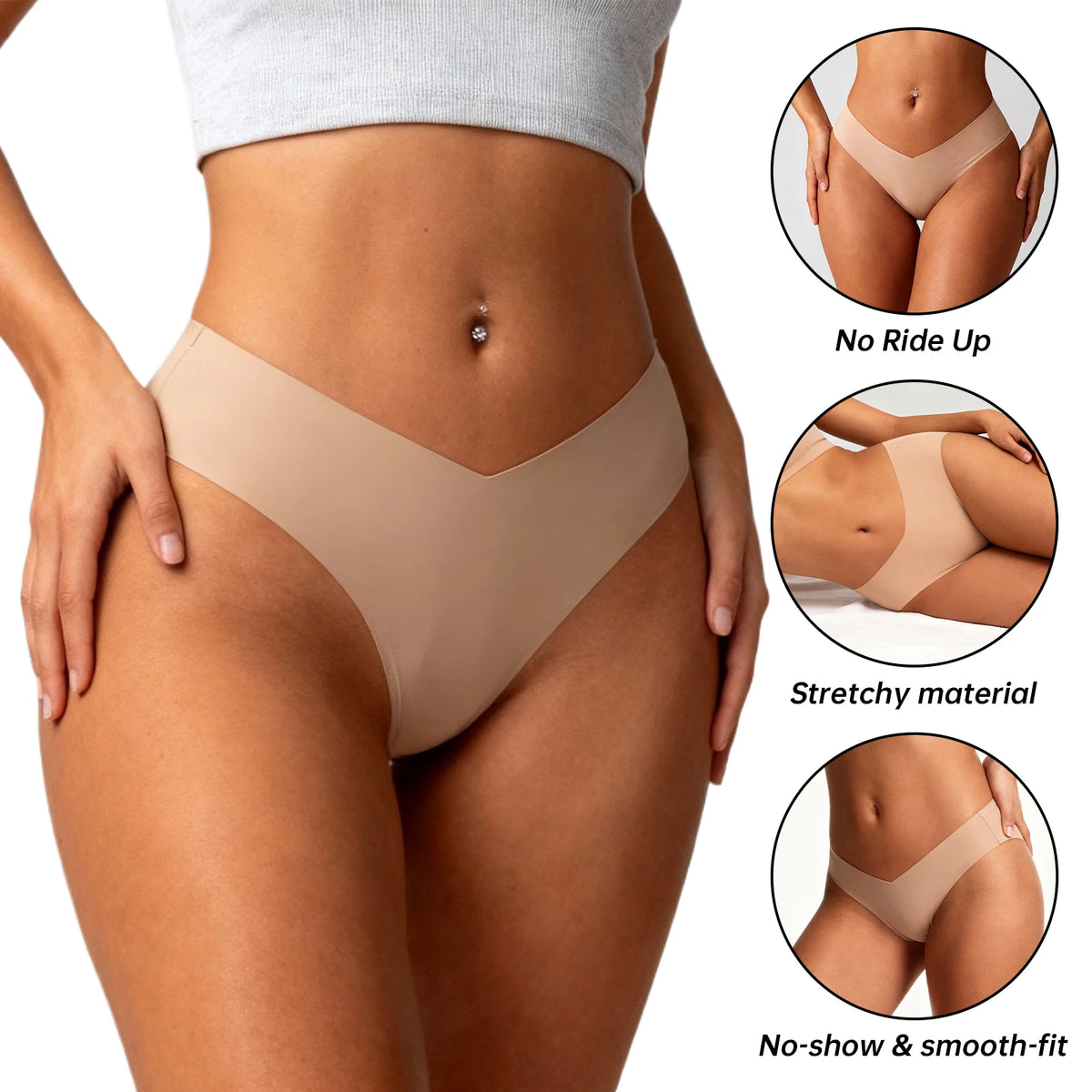 American Women's High Waist Seamless Bra and Panties Set Underwear Breathable Comfort Briefs S-2XL Thong Soft Underwear