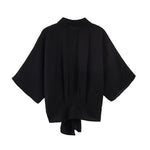 Women's Fashion Short-Sleeve Shirt Black White Striped Front Shirt Short Sleeve Button Up Blouse For Women Casual Wear 884U
