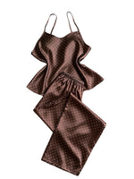 Autumn Women Satin Sleepwear Set Retro Polka Dot Round Neck Top and Pants Elegant Comfortable Pajamas for Home