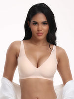 Women's Seamles Swire-free Bra Comfortable Full-Cup Solid Color Full-Cup Thin Mold Bra Plus Size Breathable Bra Pusp up