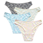 4Pcs/Set Women's Panties Low Rise Briefs Stretch Underwear Female Underpants Colorful Striped Panties Comfort Lingerie S-XL