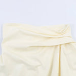 Women's Fashionable Casual Pleated Tube Top Beige Twist Design Strapless Mini Skirt For Women Summer Party Wear Skirt Charm 11AX