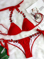 Halter Crystal Rhinestone Diamond Bikini 2026 Female Swimsuit Women Swimwear Two Pieces Bikini set Brazilian Bathing Suit Swim
