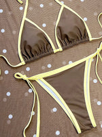 With Polka Dot Mesh Skirt Halter Bikini Female Swimsuit Women Swimwear Three-pieces Bikini Set Micro Bathing Suit Swim Beachwear