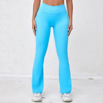 Women's Seamless Yoga Leggings Pants Sports Fitness Peach Hip-lifting High Waist Slimming Dance Training Workout Flared Pants