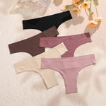 3PCS Seamless Maillard Panties Ultra-thin Brazilian panties Women Ice Silk Underwear Sexy Panty Low Waist G-string Female Solid