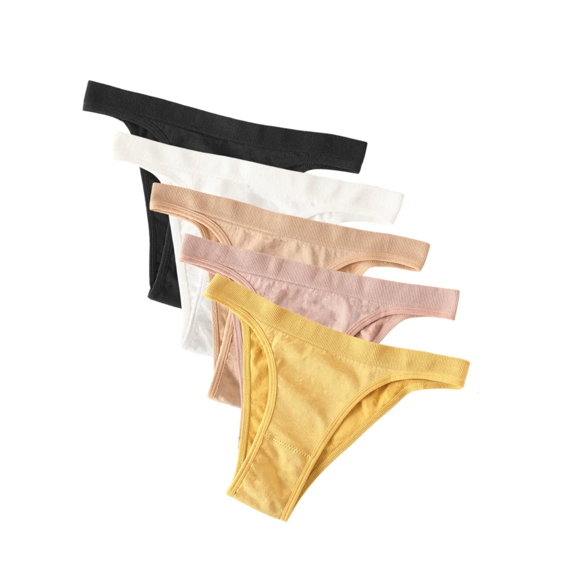5Pcs/Set Women Seamless Brazilian Panties Solid Color High Leg Cut Briefs Sexy Underwear Female Underpants Comfort Lingerie