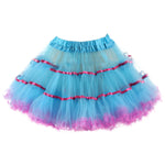 Women's Color Block Ruffled Tulle Skirts Multiple Layers Elastic High Waisted Tutu Skirt Fluffy Halloween Carnival Party Skirts