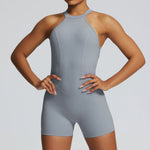 Short Sports Jumpsuit Women Hollow Out Backless Sleeveless High Elasticit Yoga One Piece Suit Tight Fitting Fitness Rompers